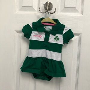 Lansdowne Shamrock Baby Girls Irish White Green Striped Dress One-Piece 0-6m